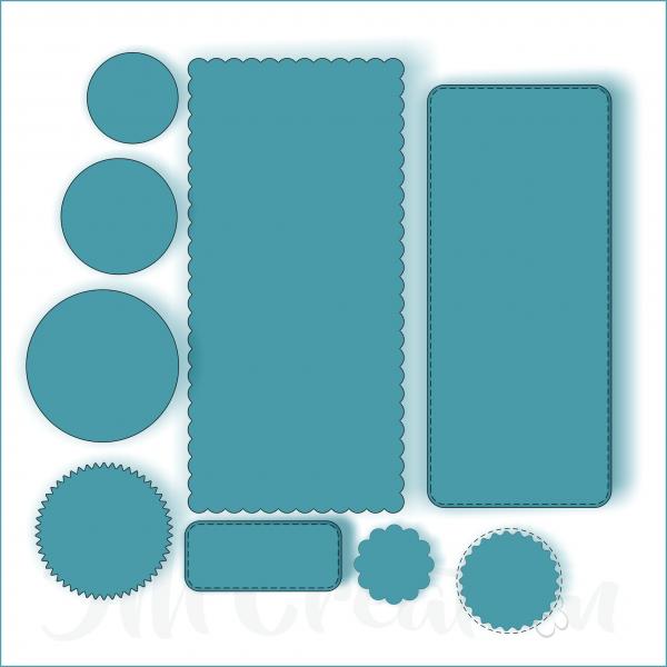 Stanzschablone - DIN lang Kreise + Wellen